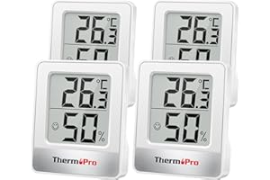 ‎THERMOPRO ThermoPro TP49W-4 digitales Mini Thermo-Hygrometer Thermometer Raumthermometer 4 er innen Temperatur und Luftfeuchtigkeitmessgerät mit Smiley-Indikator