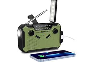 PRUNUS J-369 Wind Up Radio Solar, AM/FM Emergency Hand Crank Radio, Battery Radio with 3000mAh Power Bank, LED Torch, SOS Alarm, USB Phone Charger Perfect for Emergencies & Outdoor Survival (Green)