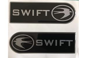 SCOOBY DESIGNS SWIFT CARAVAN MOTORHOME RECTANGLE BADGES PLASTIC DOMED RESIN BLACK AND SILVER X2 hide dents scratches