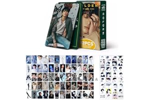 SCISSH 92PCS V JUNGKOOK Jimin JIN Suga J-HOPE RM 60pcs Photocards Greeting Cards Collection Mini Card Postcard Lomo Cards and 32pcs Stickers (Golden)