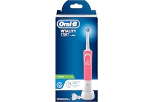 Oral-B Vitality 100 Brosse À Dents Électrique Rechargeable Avec 1 Manche Et 1 Brossette Crossaction, Rose, Minuteur Et Action De Nettoyage 2D