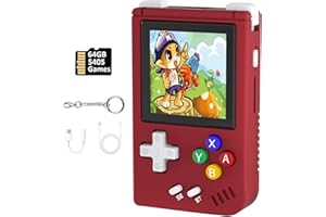 ANBERNIC RG Nano Consolas de Juegos Portátil, Aluminum Alloy CNC Support Clock, Music Player Function 1.54 Inch IPS Screen 64G TF Card 5405 Games (Red)