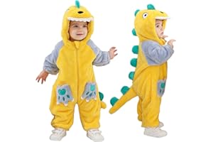 LOLANTA Unisex Baby Regenbogen Einhorn Dinosaurier Drachen Kostüm, Kleinkind Plüsch Einteiler mit Kapuze Tier Strampler