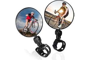 GAUBSS 2 Pack 360° Adjustable Bike Mirrors, Plastic Convex Bicycle Rear View Mirrors for 15-35mm Handlebars, Rotatable Handlebar Mirrors for Mountain Road Bikes, Clear Vision Safety