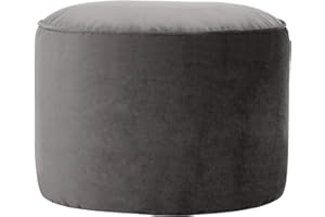 icon Milano Velvet Bean Bag Pouffe, Charcoal Grey, Large Pouffe Footstool with Filling Included, Footrest, Bedroom, Living Room, Living Room Furniture