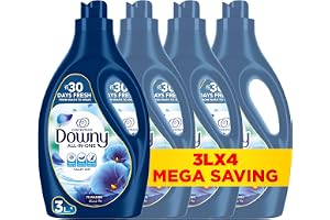 Downy Fabric Conditioner, Concentrate, Valley Dew Variant, Color Protection, More Softness, Longer Lasting Freshness, 3L, Pack of 4