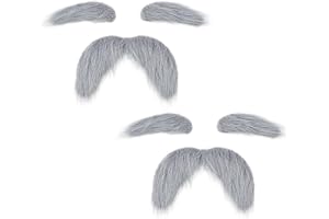 CIATBYYJ Juego de 2 cejas realistas para adultos y niños, bigote de anciano para fiesta de Halloween, cosplay, Gris, talla única