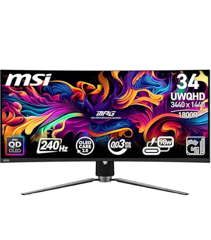 MSI 34 inch Meg 342C QD Oled Curved Gaming Monitor : Amazon.in