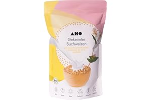 ‎AHO AHO Gekeimter Buchweizen 850g, Bio aus Deutschland und Österreich, Plastikfrei verpackt, Rohkost Bio Buchweizen gekeimt und schonend bei 42°C gedörrt