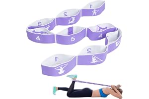 CLOPAE Yoga Stretching band, fitnessband, yoga stretch rem med 9 öglor, mycket elastiskt gymnastikband, uppgradering förlängande yoga stretchrem, effektiv stretchning