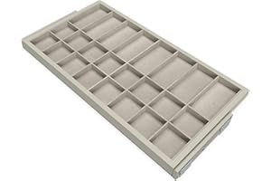 Emuca - Kit cassetto organizzatore e Telaio con Guide a Chiusura Morbida per Armadio, Regolabile, modulo 900mm, Grigio Pietra