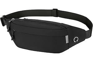 Culinavog Sac Banane, 3 Poches Zippées, Sacoche Bandoulière, Ceinture Réglable, Polyester, Sac Banane Homme Femme, Elégant pour la Course à Pied, la Marche, la Randonnée et Le Cyclisme (Noir)