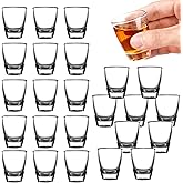 24 Pcs Shaker Glasses, 35 ml Shot Glasses, Tempered Glass Tumblers, Direct Drinking Glasses with Thick Base, for Strands, Vod