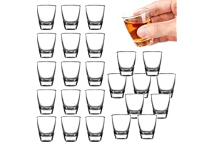 OUTALIZ 24 Verres à Shot en Verre, Verre à Vin en Forme D'oeuf de 35 ml, Gobelet en Verres dur, Gobelet Direct, Avec Fond épais, Pour Liqueurs, Vodka, Ouzo, Sambuca, Tequil