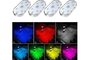 BIGTHREE® 4pcs Wireless LED lights for Car Interior, 7 Colors Interior Car Lights, USB Rechargeable Automotive Neon Accent Light Kits, Installation of Magnetic Car Interior Lights