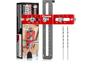 Saker Cabinet Hardware Doweling Jig,Adjustable Cabinet Template Tool for Knobs,Handles and Pulls,Self Centering Punch Locator Precise Woodworking Drill Guide for Drawer Cabinet Installation