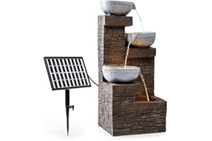 blumfeldt Fez - Fuente Solar, para Interiores y Exteriores, 3 cascadas, Potencia 5 W, Poliresina, Resistente Intemperie, Circuito Cerrado, Batería Recargable, Iluminación LED, 34 x 76 x 36 cm, Bronce