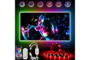 ETRLNXY TV LED Podświetlenia 4M, Led Strip Lights z Bluetooth APP Control dla 45-75 cala TV, 16 milionów kolorów,Music Sync+wrażliwy Mic,Timing Function,Samoprzylepna,Adapter USB Powered dla 55 58 65 70 Cali