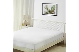 Amazon Basics Protector Colchón Impermeable, Altura 45cm Lavable Silencioso Cubre Colchón Cama 160 x 200, Blanco