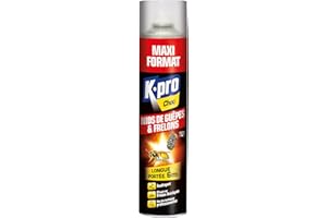 KAPO K.PRO Choc - Spay Aérosol Nid de Guêpes et Frelons - Détruit à Distance les Nids - Efficace sur le Frelon Asiatique - Longue Portée - Jet Puissant et Ciblé - Technique Professionnelle - 600ml - 1 Nid