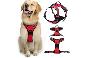 DKDDSSS Uprząż dla psa, średnia uprząż dla psa, bez ciągnięcia, uprząż kamizelki dla zwierząt domowych, regulowana miękka wyściełana uprząż dla zwierząt domowych, uprząż w kształcie litery Y, łatwa