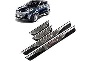 CWWHY 4 Pezzi Auto Acciaio Inox Soglia Porta Battitacco, per KIA Sportage QL 4 2016 2017 2018 2019, Davanzale Portiera AntiGraffio con Adesivo Forte, Styling Accessori Kit Piastra Sottoporta