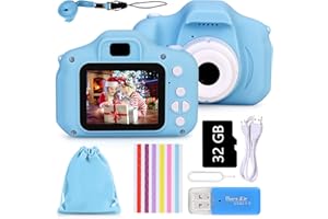 faburo Macchina Digitale Bambini con Scheda SD 32 GB, Fotocamera Bambino Portatile Digital Camera Kids Videocamera Macchina Fotografica Regalo di Compleanno per Bambini(Blu)
