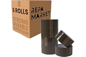 Repa Market 6 rolek 48 mm x 60 m brązowa taśma klejąca – bardzo mocna i dyskretna taśma akrylowa – taśma do pakowania z polipropylenu – rolki taśmy do pakowania – bardzo przezroczysta taśma do