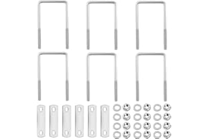 HonQiShiMY Set da 6 Bulloni a U Quadrati M6 in Acciaio Inossidabile 304 con Dadi e Rondelle U Quadrato M6, Bullone a U in Acciaio Inox, per Tubo Dell'Acqua Fisso, Tubo, Barche (90mmX45mm)