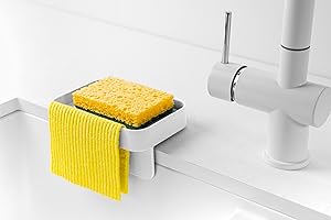 BLIMPLUS - Portaspugna Lavello Battigia Arctic White con Ventose - Supporto Spugna Panno Asciutto su Superfici Lisce - Made in Italy