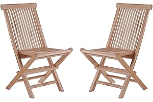 junado 2er Spar-Set Klappstühle Menorca, Teak-Holz, Gartenstuhl klappbar, für Balkon, Terrasse oder Garten braun
