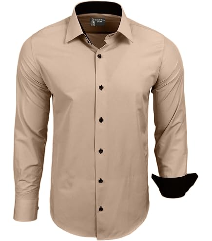 OS Trachten Camicia Da Caccia Uomo – Cotone 100%, Maniche Lunghe, Colore Verde Oliva, Ricamo Cervo