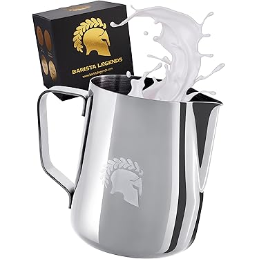 Edelstahl Milchkännchen 350ml Mit Deckel - Perfekt Für Latte Art Und Milchschaum