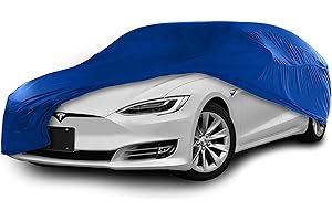 Cosmos - Copertura per auto da interno compatibile contutte le principali Berline Grandi, Tessuto Elastico, Traspirante e Antipolvere, Morbido al Tatto, Aderente, Blu
