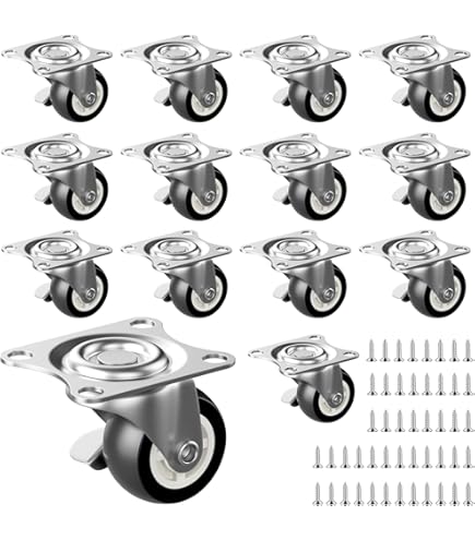 Zikenis 12 stuks 12 mm meubelwielen klein, 360-graden zwenkwielen, kleine zwenkwielen, geruisloos, transportwielen, wielen met schroeven, voor kleine meubels, tafel, kast, wagen, bruin Zikenis 12 stuks 12 mm meubelwielen klein, 360-graden zwenkwielen, kleine zwenkwielen, geruisloos, transportwielen, wielen met schroeven, voor kleine meubels, tafel, kast, wagen, bruin