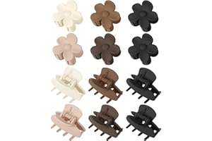 KAJEER 12 Petites Pinces à Cheveux en Forme de Fleur pour Femmes - Mini Pinces Mates Antidérapantes à Forte Tenue pour Cheveux Fins