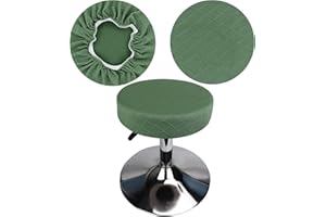 HuaLiSiJi Copri Sgabello Rotondo 30-40cm Fodera Sgabello Rotondo Tessuto di Lusso, Estensibile Resistente Alle Rughe Lavabile Antipolvere Morbido e Durevole (Verde, 1)
