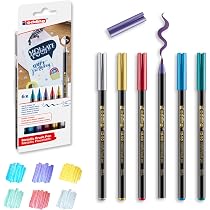 Edding 1200 Pennarelli Metallici – Set 6 Colori: Oro, Argento, Rosso, Blu, Verde, Viola - 2