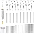 Swpeet 61Pcs Wind Chime Tubes Parts and 100 Yard Wind Chime Wire with Swivel Hooks Clips Making Kit, Wind Chime Supply Wind Chime Part Wind Chime Kit for Crafts DIY Hanging Wind Chimes Ornament