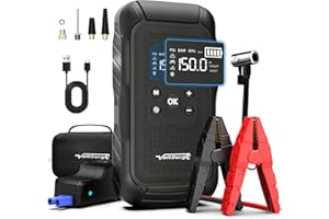 VoltSurge Avviatore Emergenza per Auto, 7000A Jump Starter Booster Avviatore Batteria Auto con Compressore 150PSI (All Gas or 10.0L Diesel) 12V Avviatore di emergenza, Jump Starter, Torcia a LED