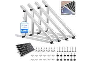 DYDHRER 2 pares de soportes para balcones, techo plano, 114 cm/45 pulgadas, soporte de panel solar de aluminio, ángulo ajustable de 0 a 90°, soporte de techo plano para techo plano, pared, autocaravana, para
