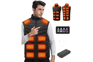 Mimo Style Heated Gilet, Lightweight Heated Gilet for Men, Heated Vest with 20000mAh Battery Pack Included, Electric Heated Jackets for Home Outdoors Hiking Hunting(Black)