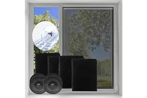 Bokaiya Mosquito Net for Window, DIY 4 Pack, Fly Screen for Window, 1.3x1.5m Universal Fiberglass High Density Window Screen, Insect Mesh with Presh Tool, Self-Adhesive Tape, Keep Bugs Flys Out, Black