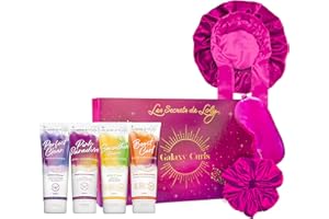 Les Secrets De Loly - Coffret de Noël Bouclés - Routine Complète 4 Produits + 3 Accessoires Satin - Hydratation Intense & Définition - Cheveux Bouclés - Formule Naturelle 97% - Galaxy Curls