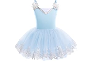 IBTOM CASTLE Vestido de Ballet para Niñas Pequeña Correa de Cisne Tutu Faldas Disfraz Bailarina Maillot de Danza con Pedrería Maillot Gimnasia Ritmica Niña