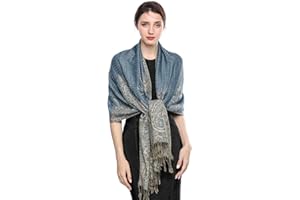 EASE LEAP Elegante Bufanda Estampada para Mujer Lujoso Chal Cálido con Borla Suave Pashmina Estilo Paisley Étnico Uso en Otoño Invierno 200 * 70cm