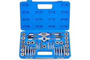 Orion Motor Tech 40 Pièces Kit de Tarauds et Filières à Filetage Métriques M3-M12, Coffret Outils Taraudage et Filetage Acier GCr15 pour Réparation de Filetage, Mallette Bleue