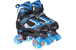 Nattork Kids Roller Skates for Boys Girls Kids, 4 Sizes Adjustable Quad Skates with All Light up Wheels - Birthday Gift for Indoor Outdoor Sports