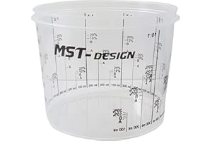 ‎MST-DESIGN MST-DESIGN 200 x 750 ml Lackmischbecher, Robuster Einweg Messbecher mit Skala, Mischbecher für Lacke, Farbe, Lasur, Füller etc., Kunststoffbecher mit Mischverhältnis, Hochwertiges Lackierzubehör