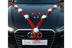 AUTO-SCHMUCK SO EINFACH SO KREATIV Organza M + Herzen ®Auto-schmuck (Reinweiß/Rot/Rot)